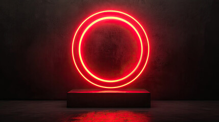 smoke ring among neon circle red backrgound double
