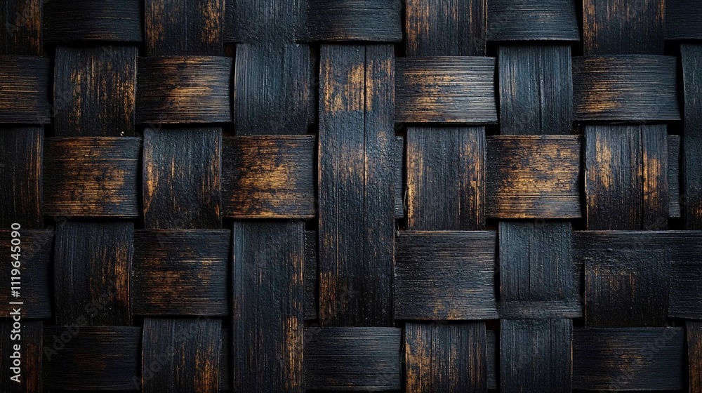 Poster a textured, dark woven surface displaying intricate patterns, highlighting the craftsmanship of the 