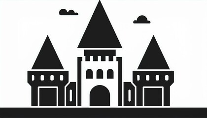 Naklejka premium Castle cartoon symple style outline icon historical building 