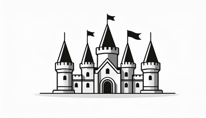 Obraz premium Castle cartoon symple style outline icon historical building 