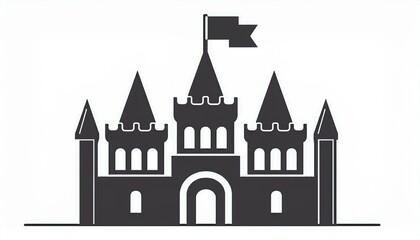 Obraz premium Castle cartoon symple style outline icon historical building 