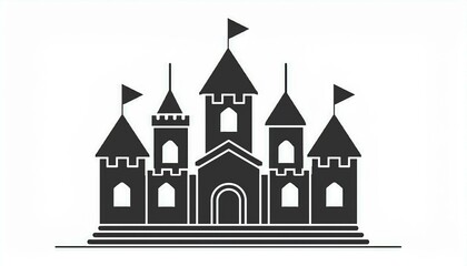 Fototapeta premium Castle cartoon symple style outline icon historical building 