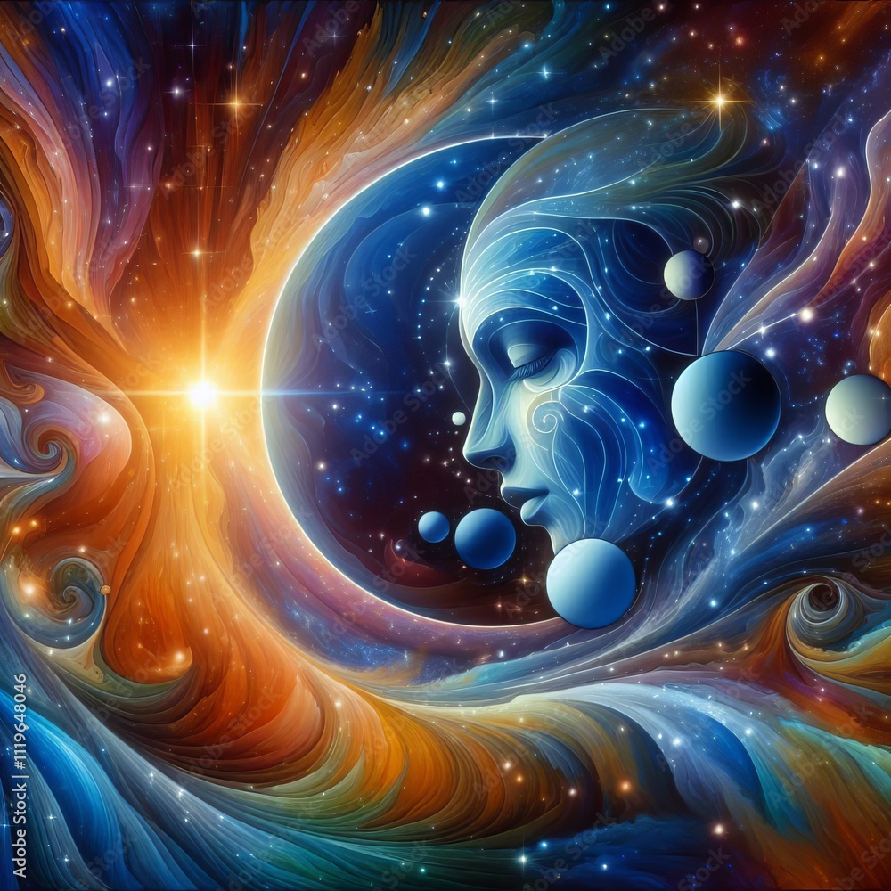 Poster celestial harmony celestial bodies in perfect alignment creating