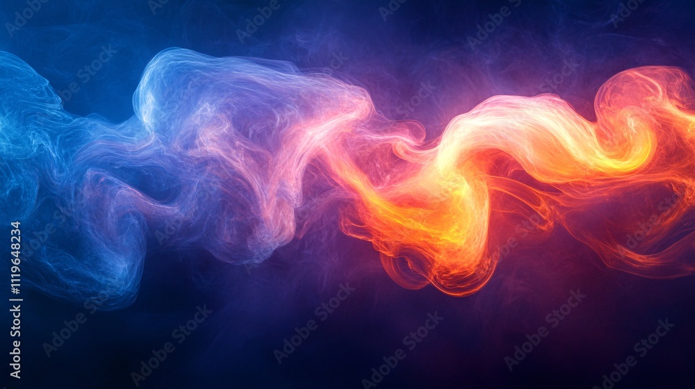 Aufkleber a vibrant swirl of blue and orange smoke, creating an ethereal and dynamic visual effect against a d