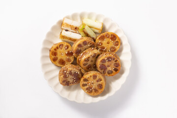 レンコン　肉詰め焼き