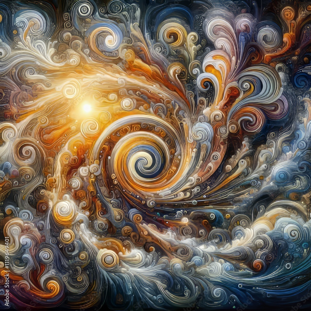 Poster chaos and order a representation of chaos and order with swirlin