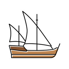 caravel ancient ship color icon vector. caravel ancient ship sign. isolated symbol illustration