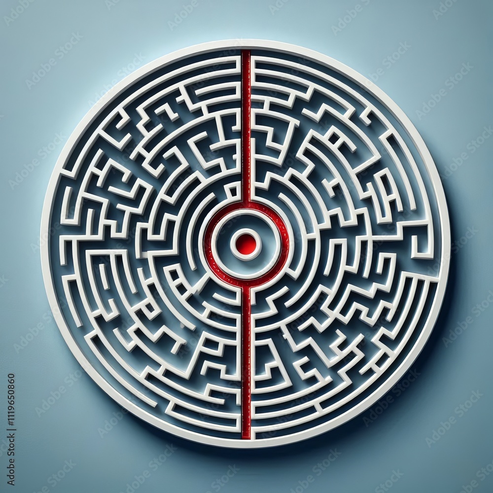 Poster circle maze a complex maze constructed from circles with a bold
