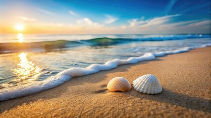 Two Small White Seashells on Sandy Beach with Ripple Marks, Coastal Decor, Nature Photography, Ocean Vibes, Summer Memories, Beachcombing Treasures, Coastal Aesthetics