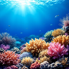 Obraz premium Coral reefs border copy space area