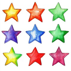 Fototapeta premium カラフルな星のイラストと多様な色合いの組み合わせが魅力的なアート