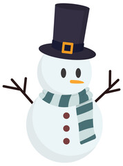 Snowman vector icon flat style isolated on white background.