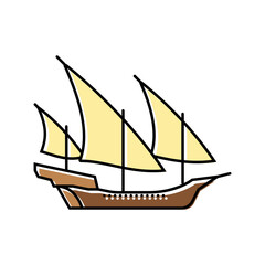 xebec ancient ship color icon vector. xebec ancient ship sign. isolated symbol illustration
