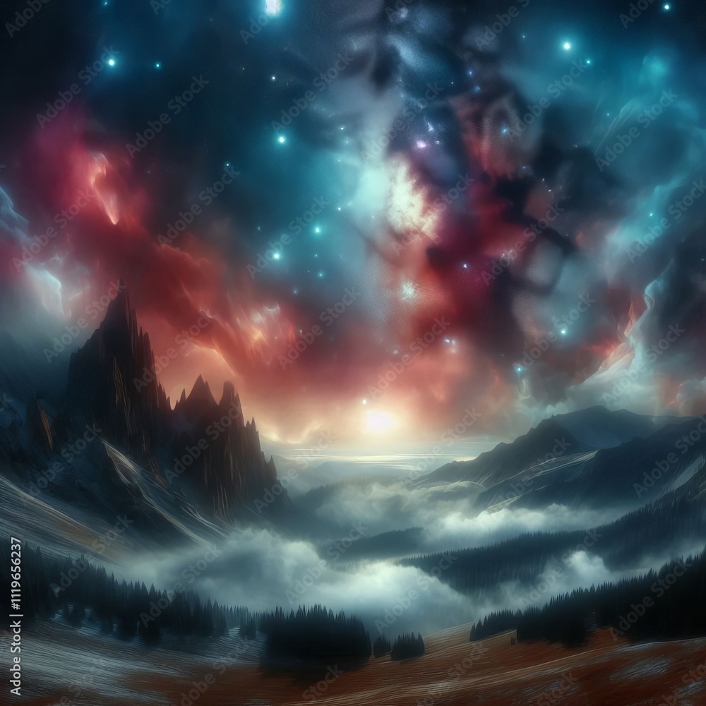 Aufkleber cosmic fog a dense fog of cosmic dust obscuring the view of dist