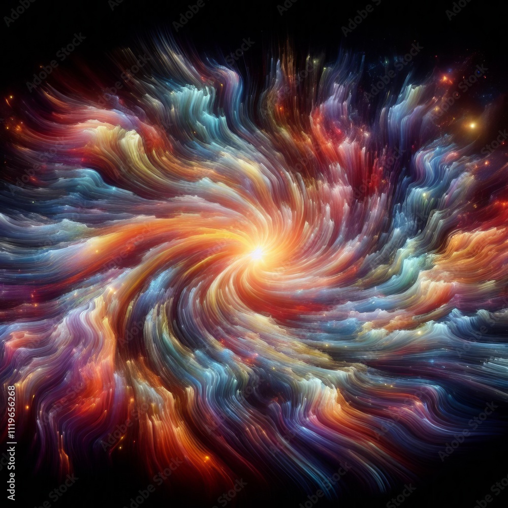 Poster cosmic explosion a dynamic texture with expanding colorful waves