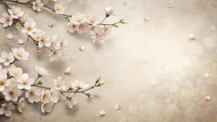 Elegant Spring Blossoms on Neutral Background, Perfect for Seasonal Designs and Invitations