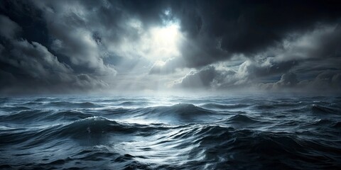 Fototapeta premium Ocean waves during a dramatic stormy night scene