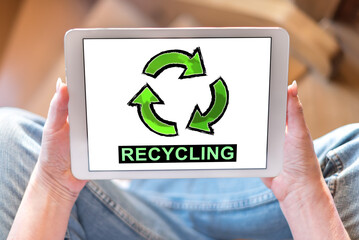 Recycling concept on a tablet