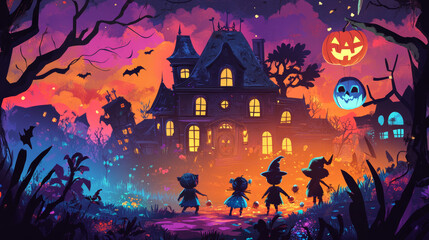 halloween illustration with pumpkins