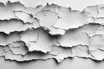 Obraz premium Textured white surface with cracked layers, creating a visually interesting abstract design.