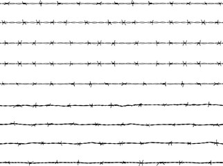 Black silhouette of the barbed wire 
