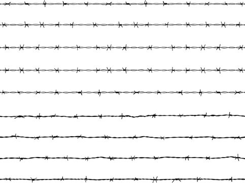 Black silhouette of the barbed wire 