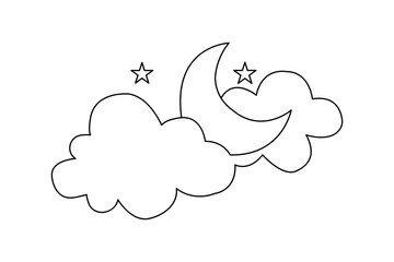 Moon symbol continuous one line drawing isolated of outline vector illustration


