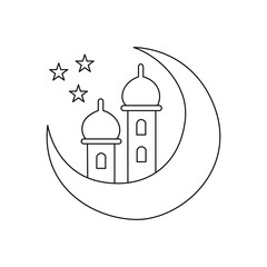 Moon symbol continuous one line drawing isolated of outline vector illustration

