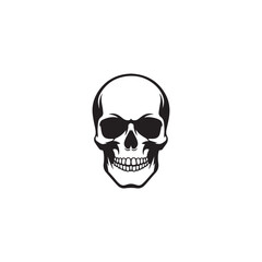 Fototapeta premium A black and white skull silhouette illustration vector design in white background.