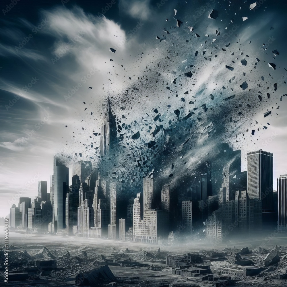 Aufkleber disintegration a gradual crumbling effect symbolizing the breakd