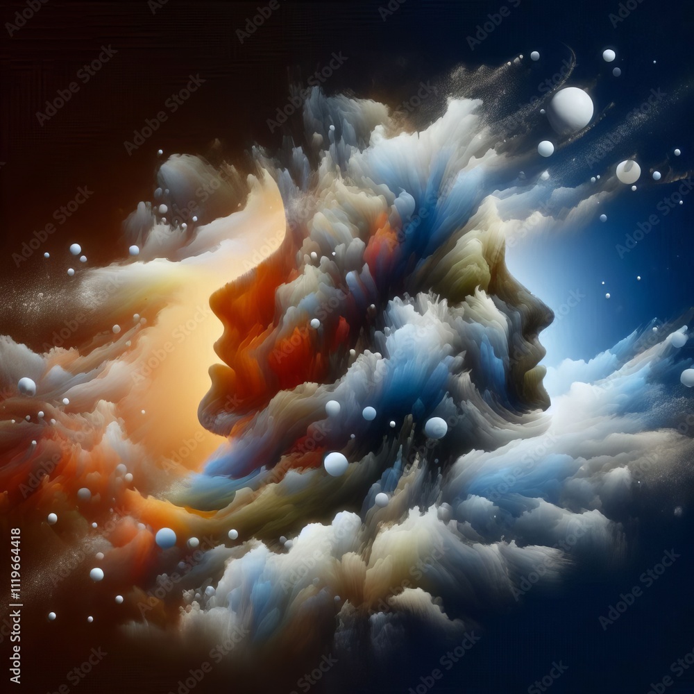 Poster dissolving boundaries abstract shapes merging into one another s