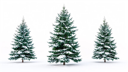 Fototapeta premium Bare Christmas and Pine Trees: Isolated on a white background, suitable for design, advertising, and architectural use.