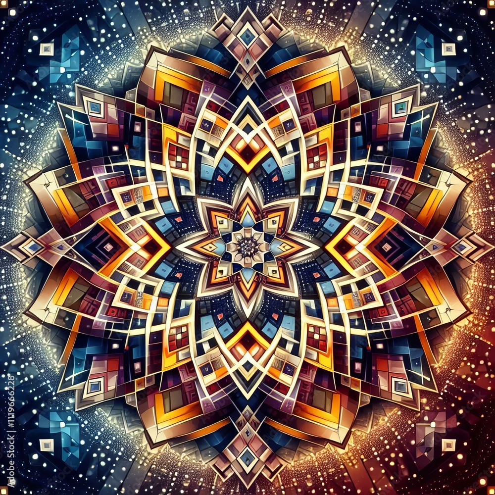 Poster dynamic duos kaleidoscopes where two or more patterns interact o