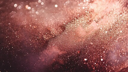 Fototapeta premium Rose gold glittery texture; festive decor for Christmas, weddings, or greeting cards. 