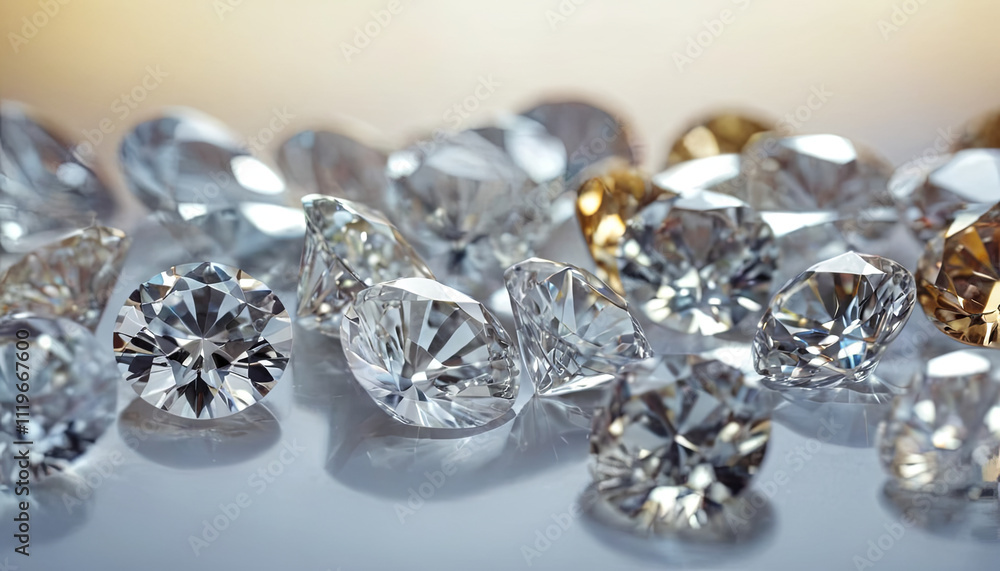 Aufkleber a collection of sparkling diamonds in different cuts and colors glistens under bright light, creatin