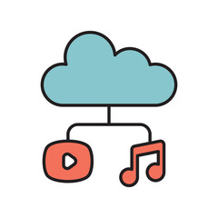 streaming color line icon with white background vector stock illustration