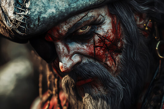 Bloody Pirate Face Close Up