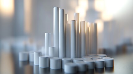 Abstract 3D Render of White Cylinders, Illuminated by Soft Light. AI Generated