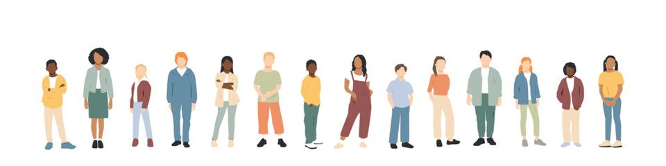 Obraz premium Children of different ethnicities stand side by side together.