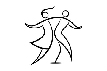 a logo of dancing couple one line art vector. dancing couple logo vector on white background