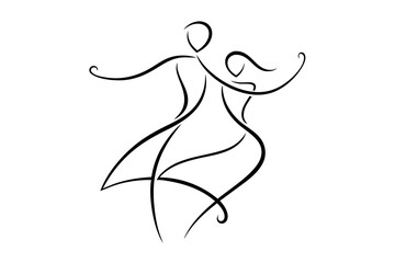 dancing couple line art vector. dancing couple logo vector on white background