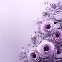 Postcard with a beautiful purple Ranunculus flower. Space for text.