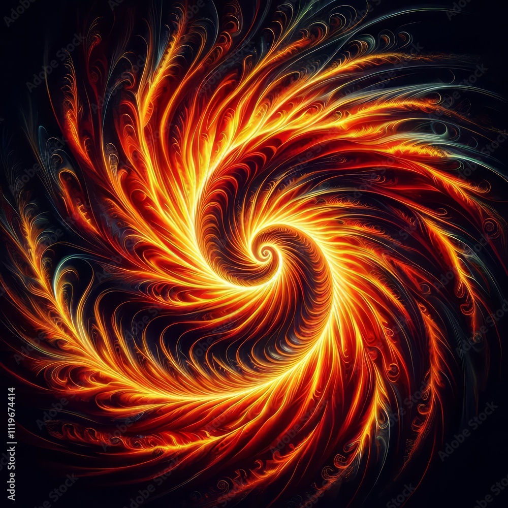 Poster flaming spiral a spiral pattern with fiery colors creating a sen
