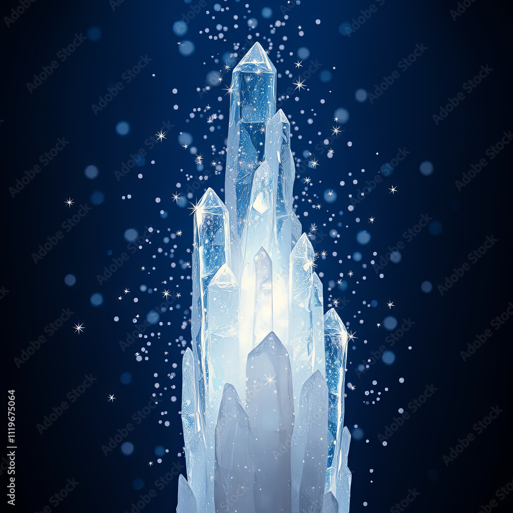 Aufkleber a striking cluster of crystals rises majestically, illuminated from within and surrounded by a shimm