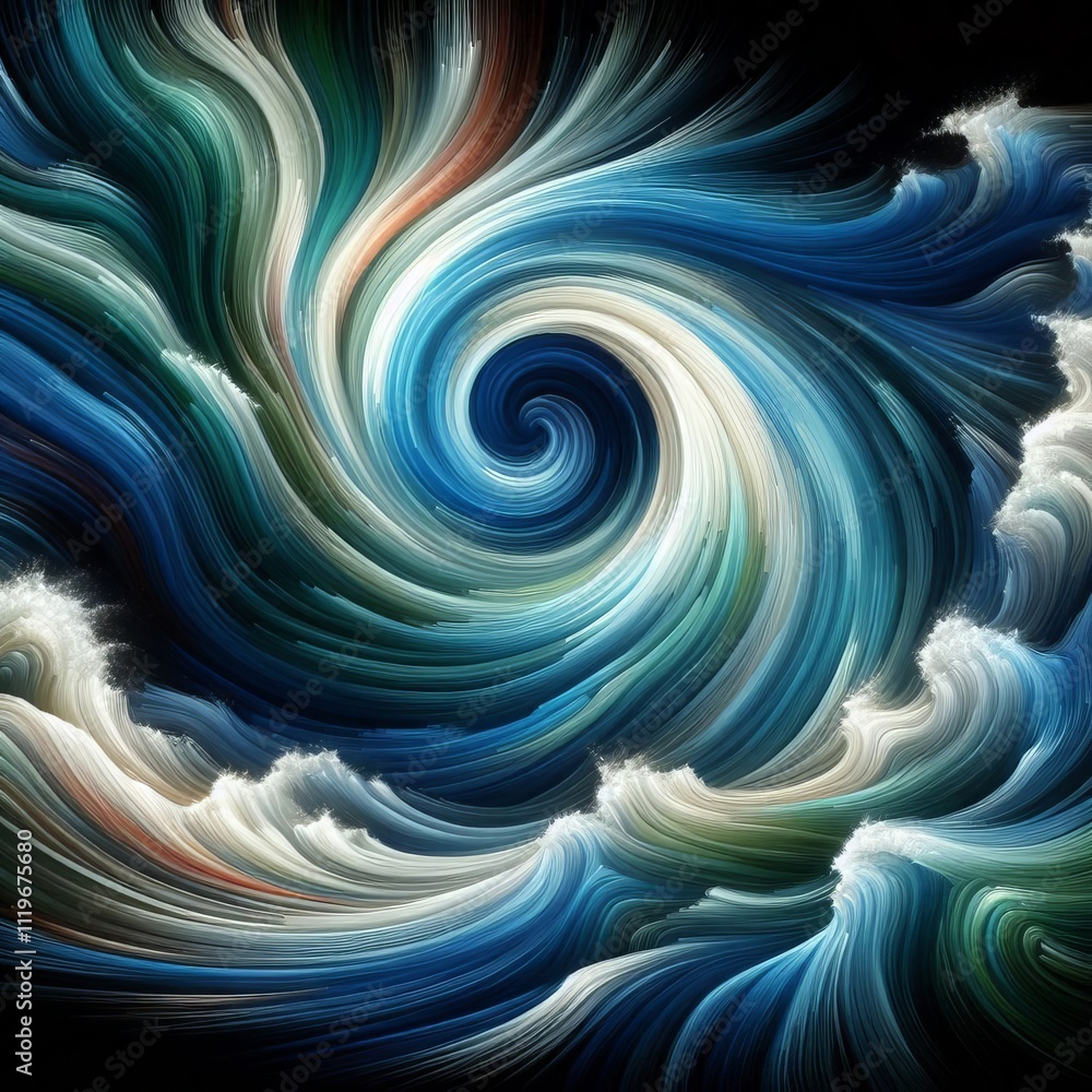 Poster flowing waves dynamic wave like patterns emanating from the cent