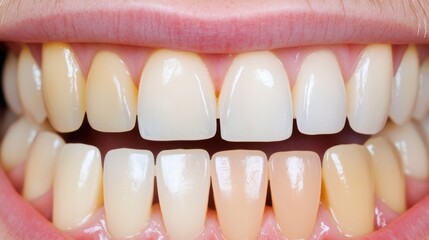 Close-Up View of Healthy Teeth with Bright Smile and Natural Whiteness