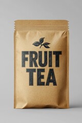 Dried Fruit Tea Blend in Brown Paper Pouch With Black Font Text Design, Packaging Mockup