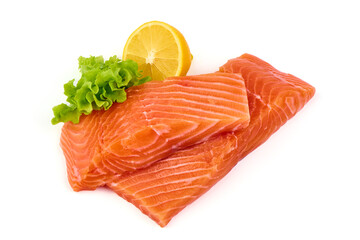 Salmon, fresh salmon fillet isolated on white background.