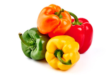 Bell pepper mix, isolated on white background.