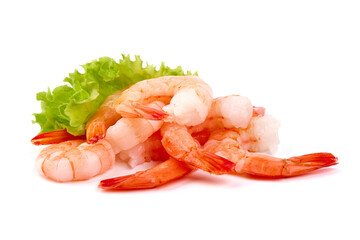 Shrimps, king prawns, isolated on white background.